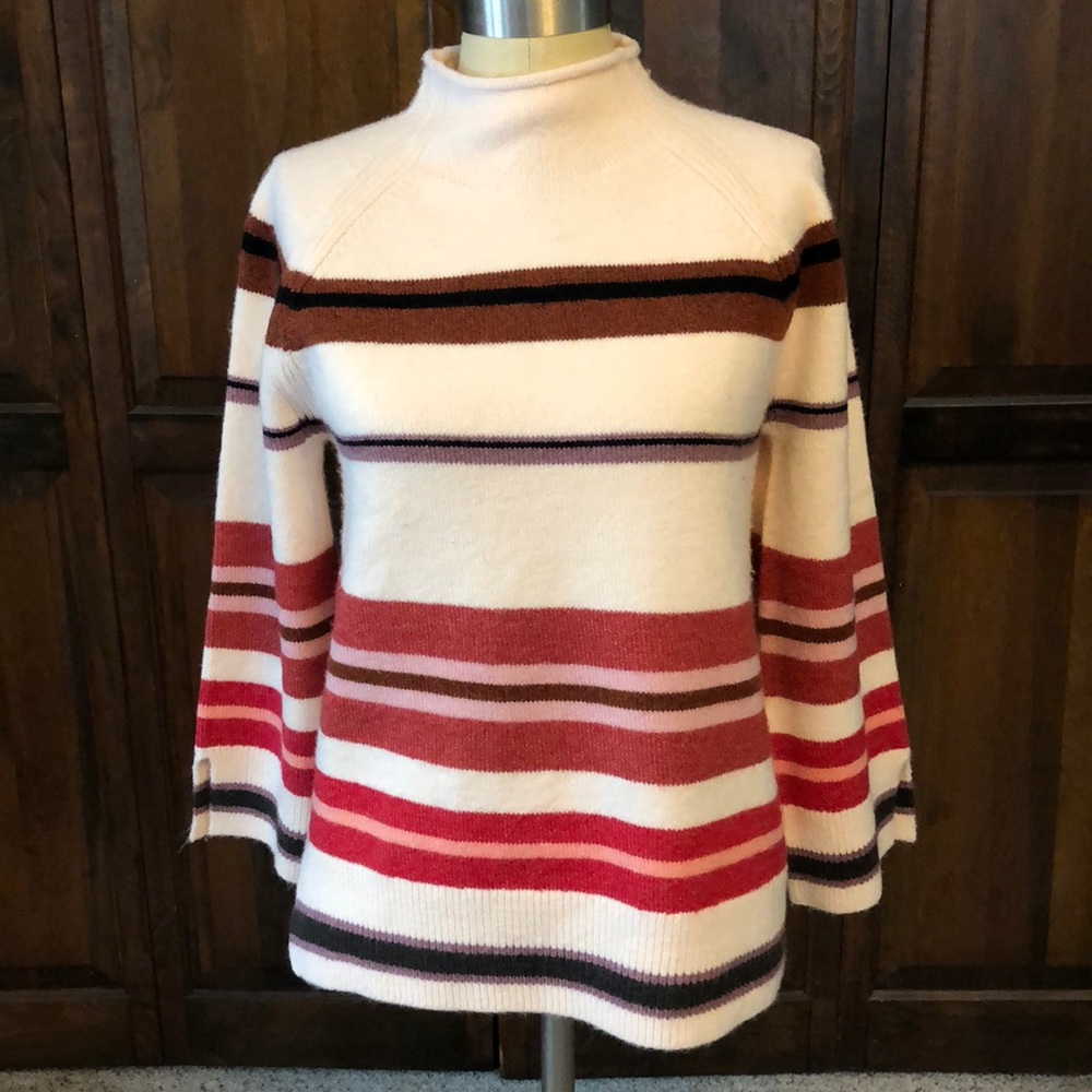 LOFT Striped mock neck sweater